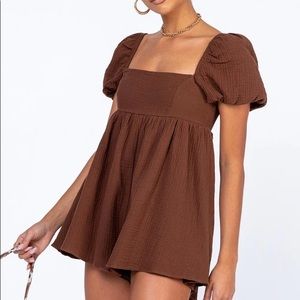 Princess Polly Lorna Romper Brown NWT